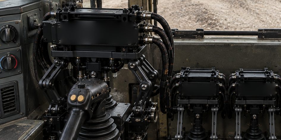 Kit fitted on a joystick, close up