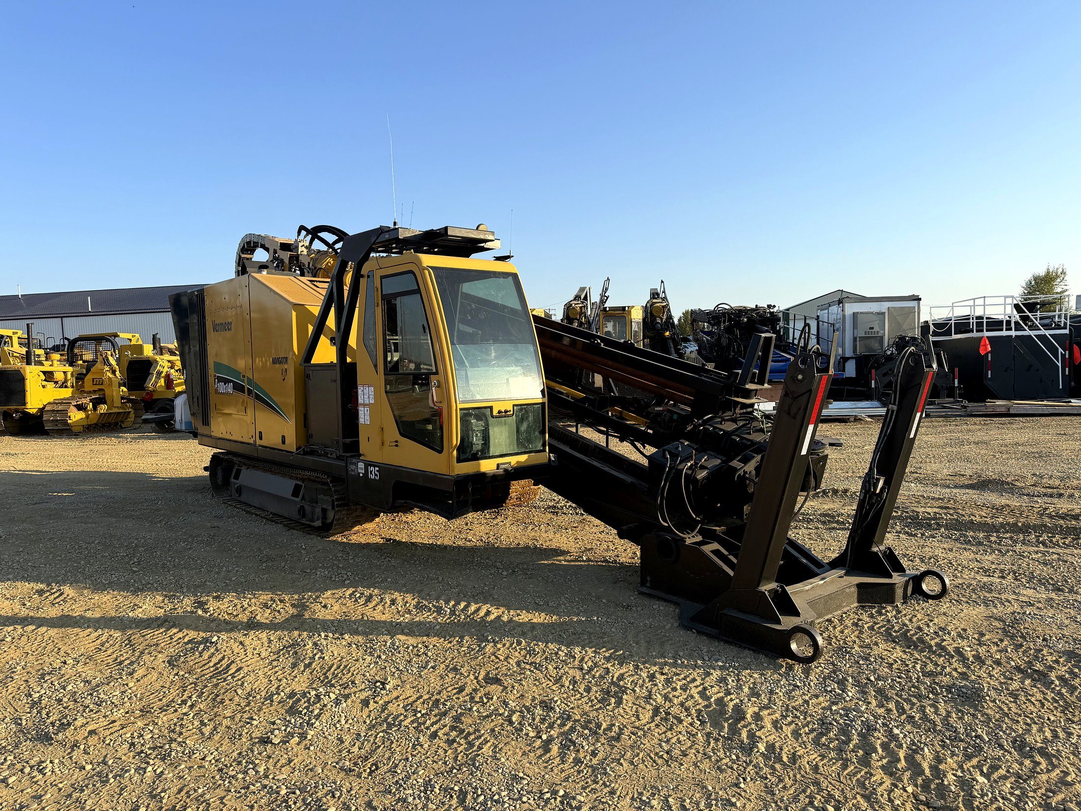 A directional drill on tracks in the yard